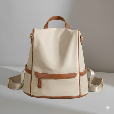 New Design Women Backpack Nylon Waterproof Anti-Theft Travel Bagpack(Apricot)